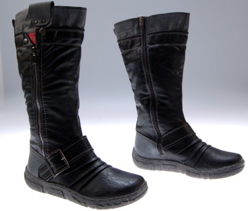 Stiefel Damen Schwarz Schuhe gefüttert Winter Stiefel Reviews