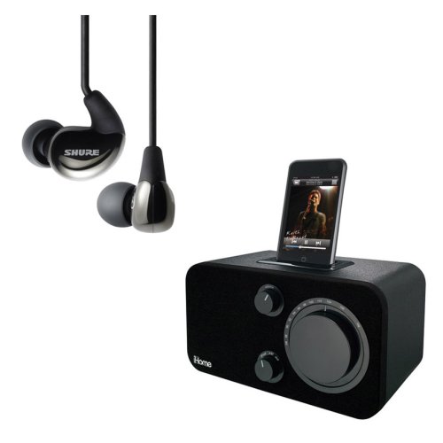 Shure SE530 Ohrhörer und SDI iHome iH10 Soundsystem mit FM-Radio für iPods - Bundle!