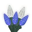 Set of 70 LED Blue and Pure White C6 Christmas Lights - Green Wire