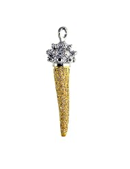 40*11mm Size 1.41ct Pave Diamond 18kt Gold Tiger Tooth Pendant Ethnic Jewelry