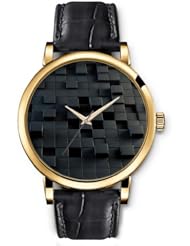 SPRAWL Aanalog Fashion Series Gold Ladies Watches of Genuine Black Leather Strap,Unique Wrist Watch for Women Girls Designed with Gray cubes dimensions