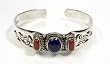 STERLING SILVER BANGLE BRACELET with Lapis/Coral