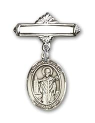 Sterling Silver Baby Badge with St. Wolfgang Charm and Polished Badge Pin
