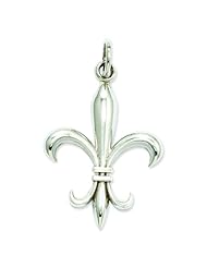 14K White Gold Fleur de Lis Charm Pendant Jewelry