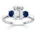 2.01 CT EMERALD DIAMOND W ROUND BLUE SAPPHIRE RING 18K