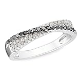 Sterling Silver 1/4 CT TDW Black and White Diamond Black Rhodium Plated Fashion Ring (G-H, I3)
