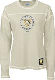Pittsburgh Penguins -Putty- Women's Distressed Vinatge Logo Long Sleeve Waffle Top