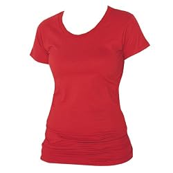 Red Solid color Classic Super soft 100% cotton longer womens and girls tee shirt.