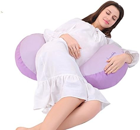 Joyourbaby Back and Belly Support Maternity Pillow (Purple Patchwork)