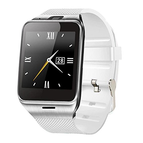 Ginsy Smart Watch GV18 Bluetooth Camera Pedometer Wearable Device With SIM Card NFC GSM for Android IOS Smart Watch Phone (White)