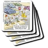 Londons Times Funny Famous Cartoons - Chicken Crossing Guard - Coasters