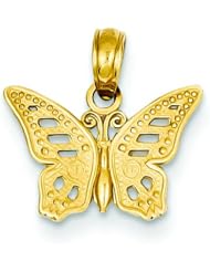 14K Yellow Gold Butterfly Charm Polished Pendant