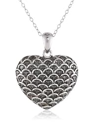 Sterling Silver Black Diamond Heart Pendant Necklace (.50 cttw), 18"