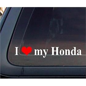 I Love My HONDA w/ RED Heart Car Decal / Sticker