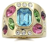 14k Gold Plated Multicolor CZ Cocktail Ring