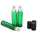 10ml(1/3oz) Roll on Glass Bottle- Set of 6 for Essential Oil - Empty Aromatherapy Essential Oils, Perfume Bottles - Refillable Slim with Metal Ball and Black Plastic Lid, Green