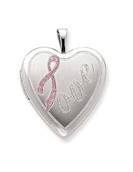 Genuine .925 Sterling Silver 20mm Satin Pink Ribbon Love Heart Locket. 100% Satisfaction Guaranteed.