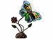 Warehouse of Tiffany 2623+BB727 Tiffany-style Butterfly and Red Rose Accent Lamp, Green/Blue