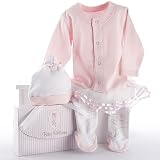 Baby Aspen Girls Pink Ballerina Layette Cap Two Piece Gift Set