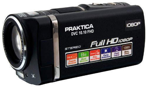 Praktica DVC 10.10 FHD Camcorder (10 Megapixel, 8,9 cm (3,5 Zoll) Touchscreen Display, 10-fach opt. Zoom, SD/SDHC Karten-Slot) schwarz