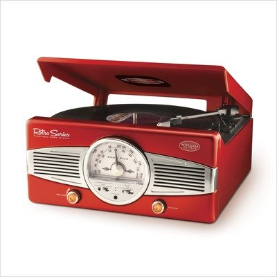 Nostalgia Electrics TT28RED Retro Turntable and Radio