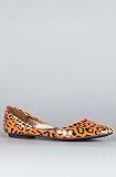 Fiebiger Shoes The Electric Leopard Flat in Neon Orange Red,Shoes for Women