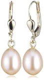 Bella Donna Damen Perlen Ohrhänger 585/000 Gelb-Gold 2 Süßwasserzucht-Perlen 7,5 - 8,0mm pfirsichfarben 900127
