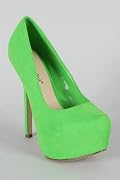 Breckelle Marisa-21 Pointy Toe Platform Pump GREEN