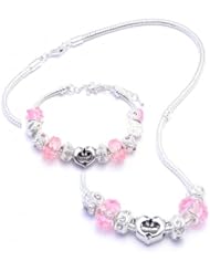 Dolphin Charm Bracelet and Necklace Gift Set Girls Pandora Style - Gift Boxed