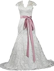 Mermaid Lace Keyhole  Dress With a Sash 