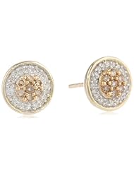 10K Yellow Gold Champagne and White Diamond Earrings (1/4cttw, I-J Color, I2-I3 Clarity)