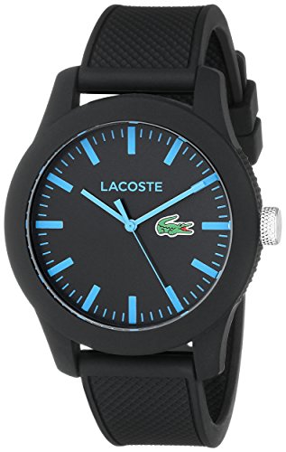 Lacoste Men s 2010791 Lacoste.12.12 Black Watch with Silicone Band