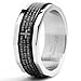 Two Tone Stainless Steel Ring with Lords Prayer and Cross Design Sizes 7 to 13
