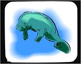 Decorated Mouse Pad with cow, manatee, sea, mammal