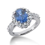 4.5 Ct Diamond Sapphire Ring Engagement Oval Cut Prong Fashion 14k White Gold