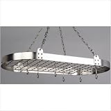 copper cookware sale-36 x 18 Satin Nickel Oval Pot Rack w/12 Hooks