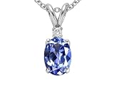 0.52 cttw Genuine Tanzanite and Diamond Pendant in 14k White Gold LIFETIME WARRANTY