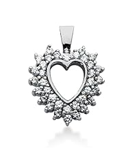 14K Gold Share Prong set Diamond Heart Pendant (1.23 cttw, F - G Color, SI2 Clarity)