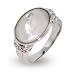 Oval Cut Shimmering Mother Of Pearl Sterling Silver Ring