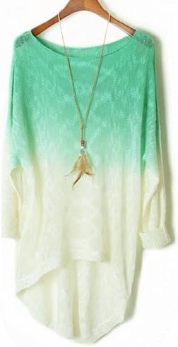 Bluesea Autumn female new long-sleeved bat hanging with gradient perspective swallowtail sweater thin section£¬Green Lake
