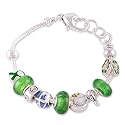 Silver Green Peace "Go Green" Charm Bracelet Fashion Jewelry