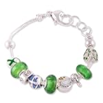 Silver Green Peace "Go Green" Charm Bracelet Fashion Jewelry