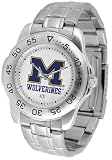Michigan Wolverines Suntime Mens Sports Watch w/ Steel Band - NCAA College Athletics