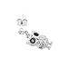 Spinningdaisy Silver Plated Black Eyed Dangling Owl Earring