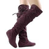 Candies100 2 Way Over The Knee Wedge Boot PURPLE