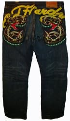 Men's Ed Hardy Jeans Blue denim Karloff Rattle Snake Sig Pkt