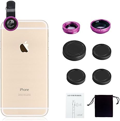 Chipshine Universal 3 in 1 Clip-on Mobile Phone Lenses Fisheye 180 Degree Lens + Wide Angle 0.67X Lens + Macro Lens for iPhone 5 5c 5s 6 6plus ipad/mini Samsung Series all other Smart Phones (Purple)