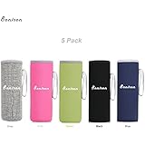 Bonison Nylon Koozie Sleeve Coloful Assortment Protection Sweat Absorption Insulation Carrying Borosilicate Glass Bottle Holder (Pink, Blue, Black, Grey, Lime Green)