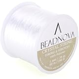 BEADNOVA 1mm Elastic Stretch Polyester Jewelry Bracelet Crystal String Cord 60m Roll (Clear White)