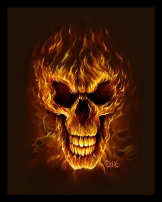 Burned Skull (Fiery Grin) Framed Art Poster Print - 24